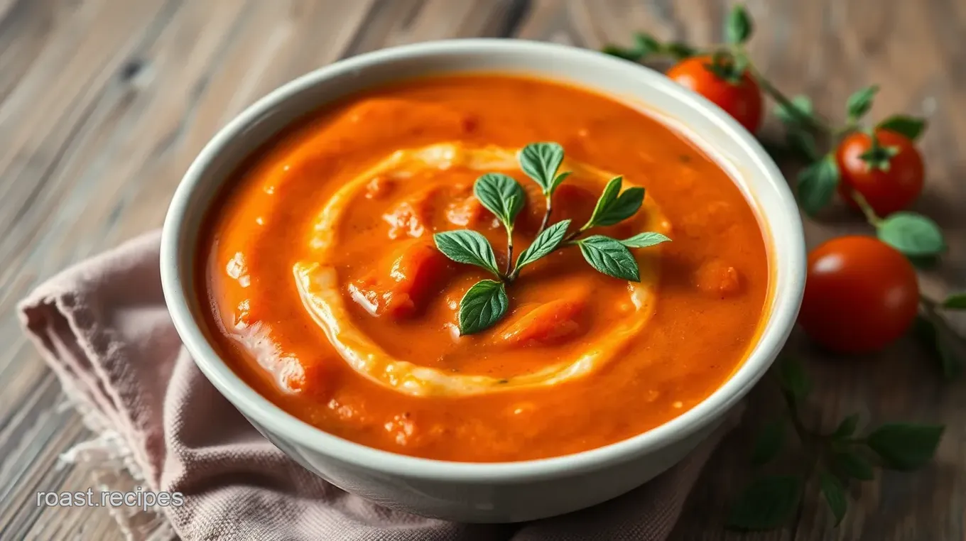 Creamy Roasted Tomato Soup with Crispy Croutons