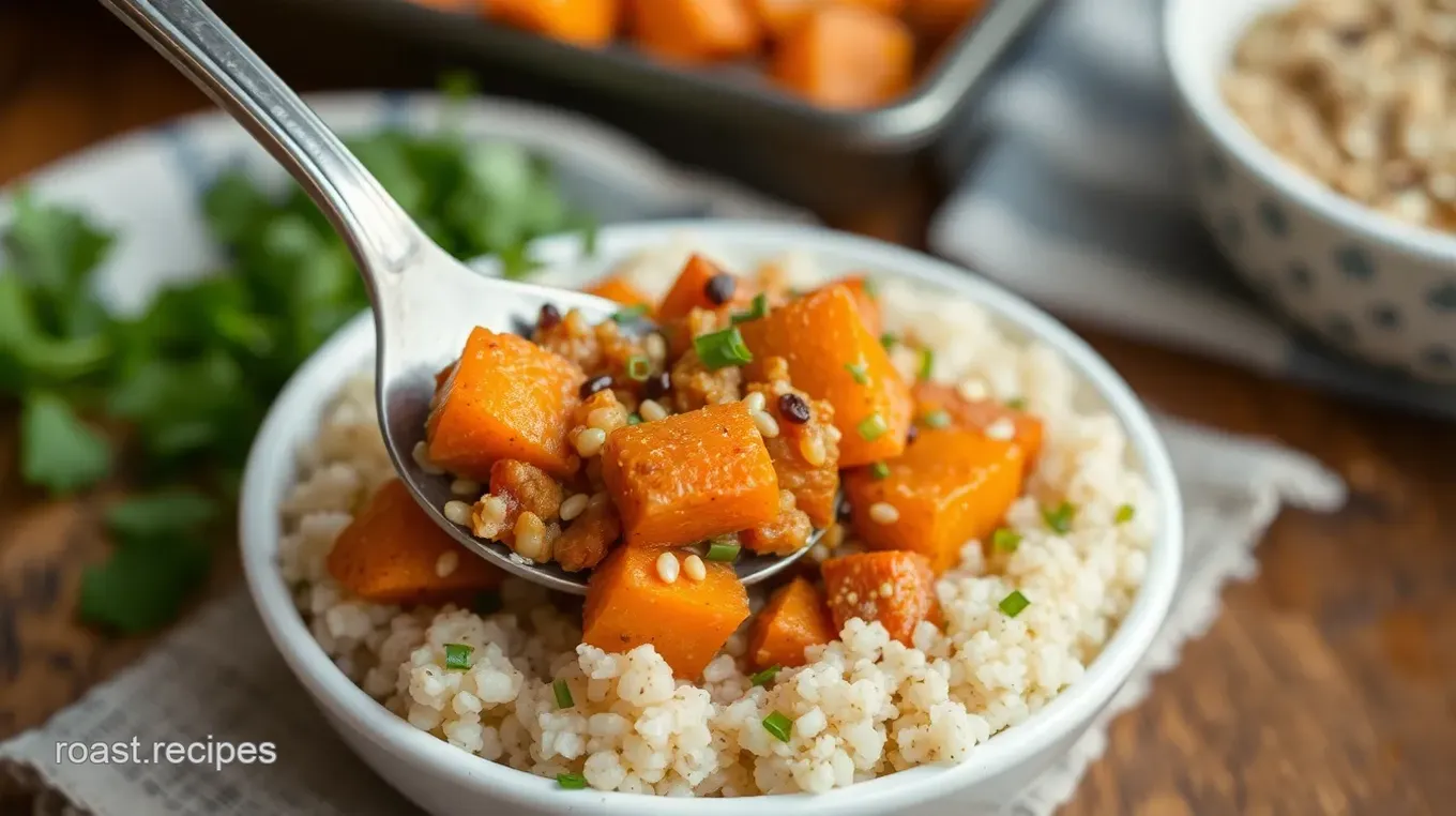 Roasted Spoon with Herbed Quinoa and Garlic Yogurt Sauce