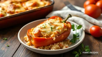 Bake Stuffed Peppers with Rice & Cheese