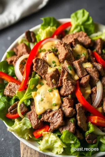 Philly Cheesesteak Salad presentation