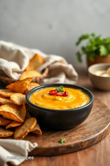 Sautéed Cheddar Queso Dip with Smoky Flavor presentation